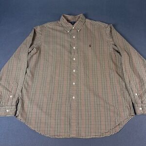 Ralph Lauren Classic Fit Mens XL Tattersall Plaid Button Down Shirt Multi Color